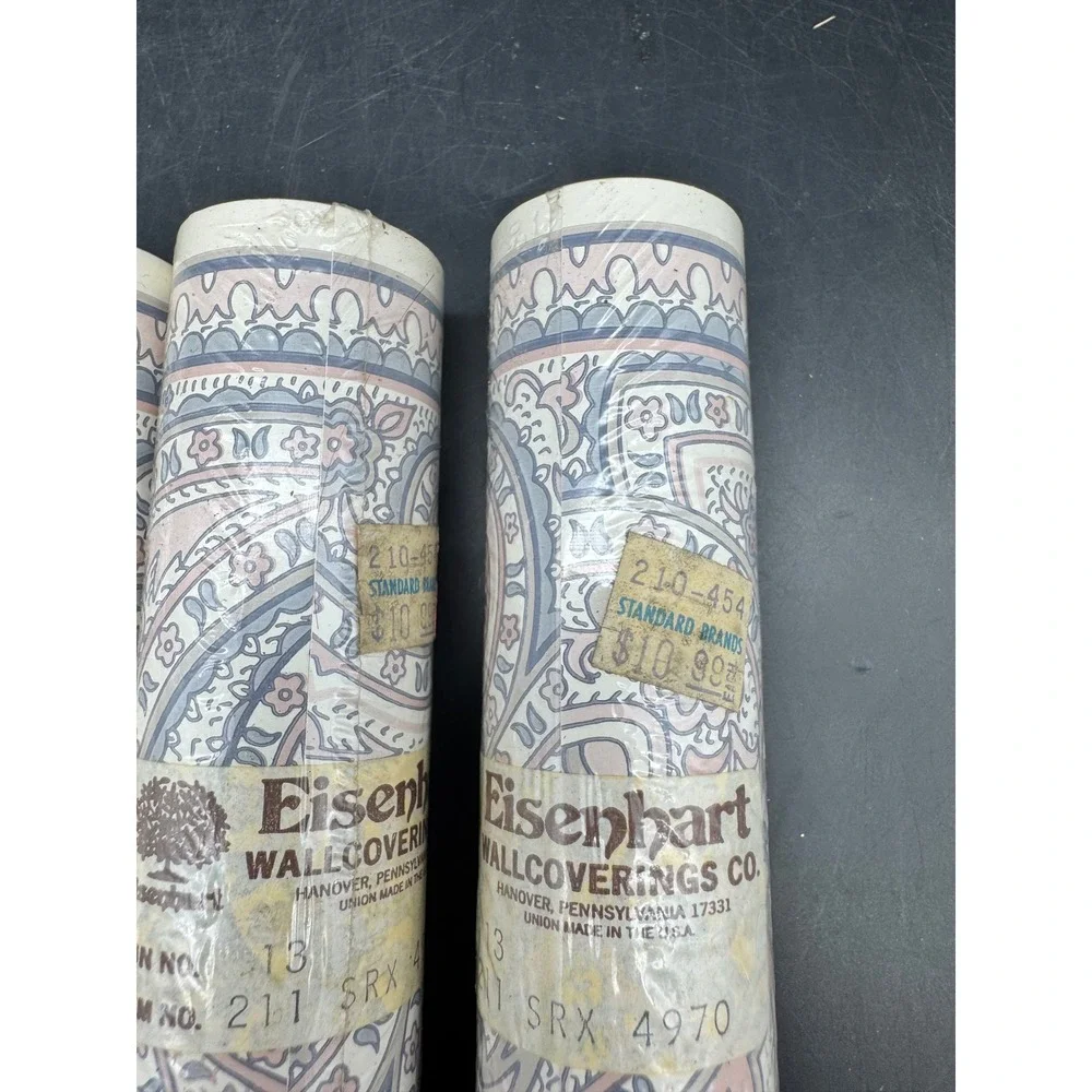 Vintage NOS Eisenhart Paisley Wallpaper Border Lot of 3 Prepasted 5 Yards Each